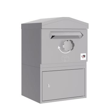 Paketbox Mainz  mit Spitzdach - Größe M in Achatgrau | freistehend