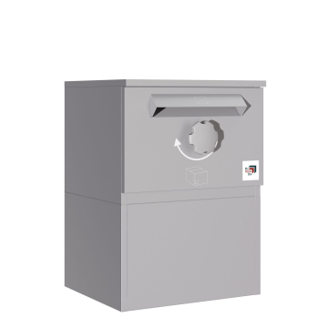 Paketbox Kiel mit Flachdach - Größe M in Achatgrau | rückseitige Entnahme - freistehend