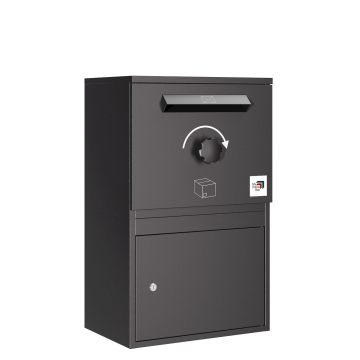 Paketbox Köln mit Flachdach - Größe L in Schwarz | freistehend