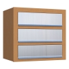 Briefkasten Cube for Three Rost mit Edelstahlklappe
