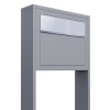 Standbriefkasten Elegance Grau Metallic mit Edelstahlklappe