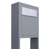 Standbriefkasten Base Grau Metallic mit Edelstahlklappe