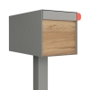 Amerikanischer Briefkasten Big Americano Grau Metallic mit Holzdekor-Front