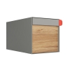 Amerikanischer Briefkasten Big Americano Grau Metallic mit Holzdekor-Front | Wand